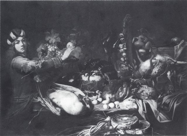 Anonimo — Lanfranchi Carlo - sec. XVII - Natura morta con selvaggina, ortaggi e figura maschile — insieme
